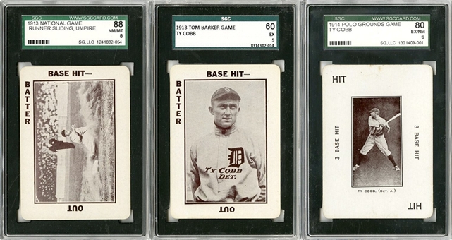1913-1914 Ty Cobb Game Cards SGC-Graded Trio (3 Different)